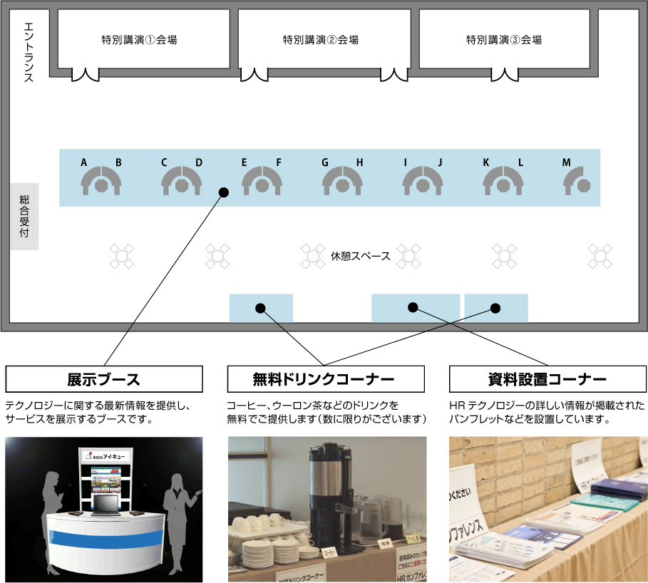 休憩ラウンジ テクノロジー展示コーナー 日本の人事部 ｈｒテクノロジーカンファレンス19 春 ｈｒカンファレンス Tech Day